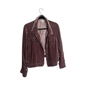 Sundance Mauve Velvet Trucker Jacket Patchwork Heart Lace Plum Womens XL boho